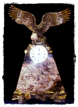 Часы каминные Орел яшма
